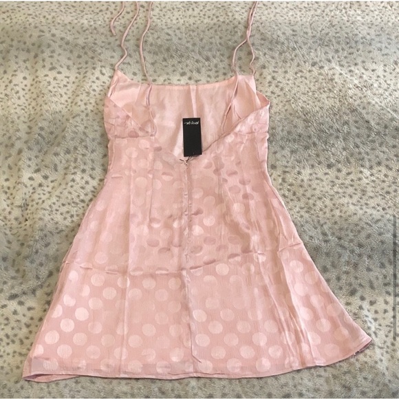 Jacquard Polka Dot Satin Mini Dress - Picture 5 of 9